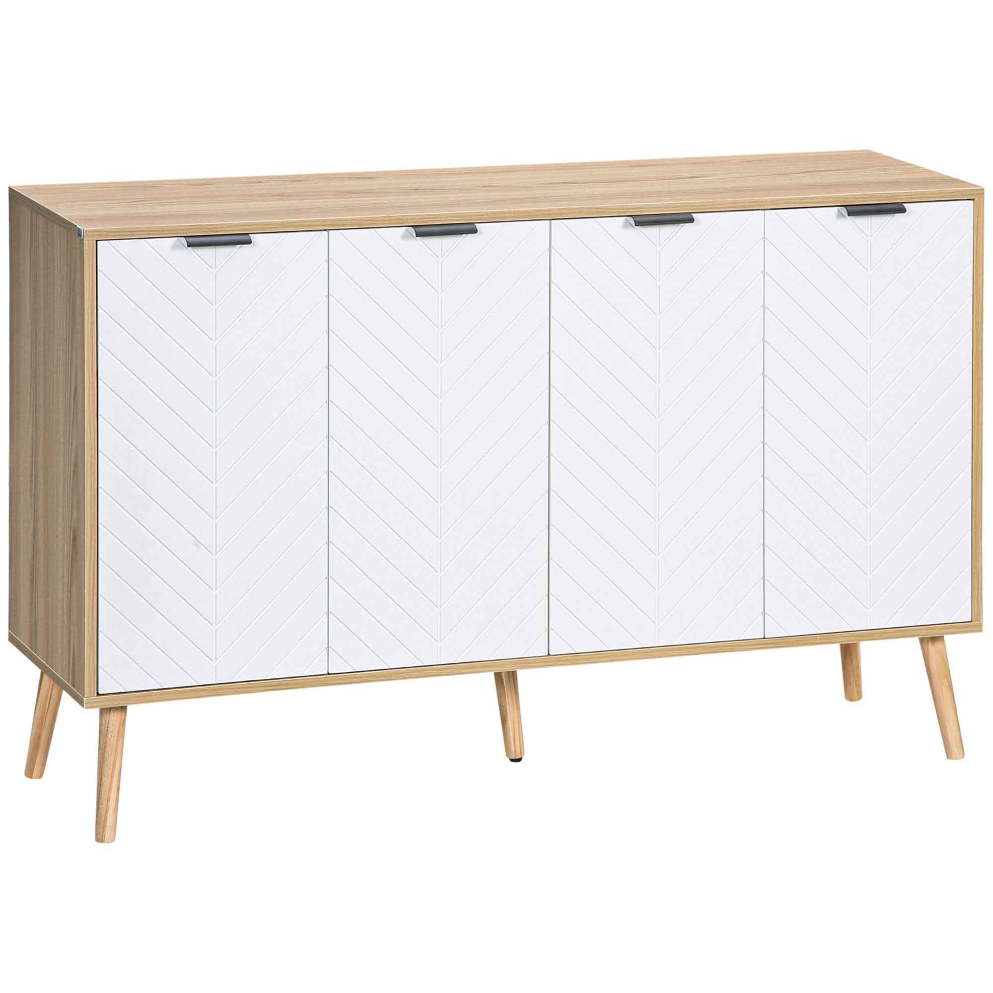 HOMCOM Storage Unit with 2 Adjustable Shelves, Pine Wood, 120x35x77.4 cm, Wood and White