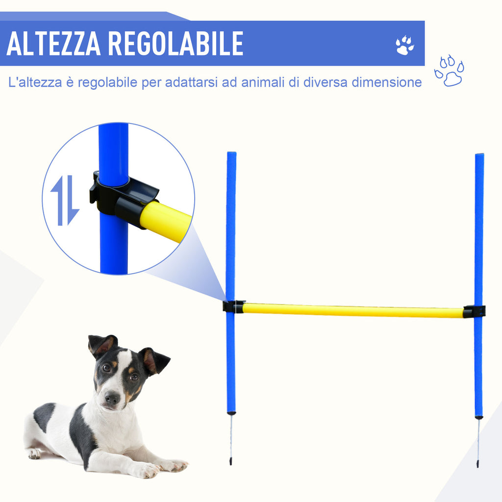 Agility Dog Training Set with Tunnel, Slalom and Obstacle, Carry Bag, Yellow and Blue