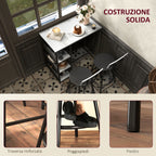 3 Piece Dining Set with Bar Counter with Shelves and 2 High Chairs with Backrest, Light Grey