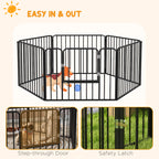 PAWHUT FENCE FOR 6 DOGS with 6 modular and outdoor modular panels, in steel, 164x83x60 cm, black - Borgè