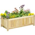 Foldable Outdoor Wooden Planter with Drainage Base, 70x30x25cm - Borge' Group Limited