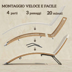 Outsunny S-Shaped Outdoor Lounger with Cushion, in PE Rattan and Steel, 175x57x80 cm, Cream