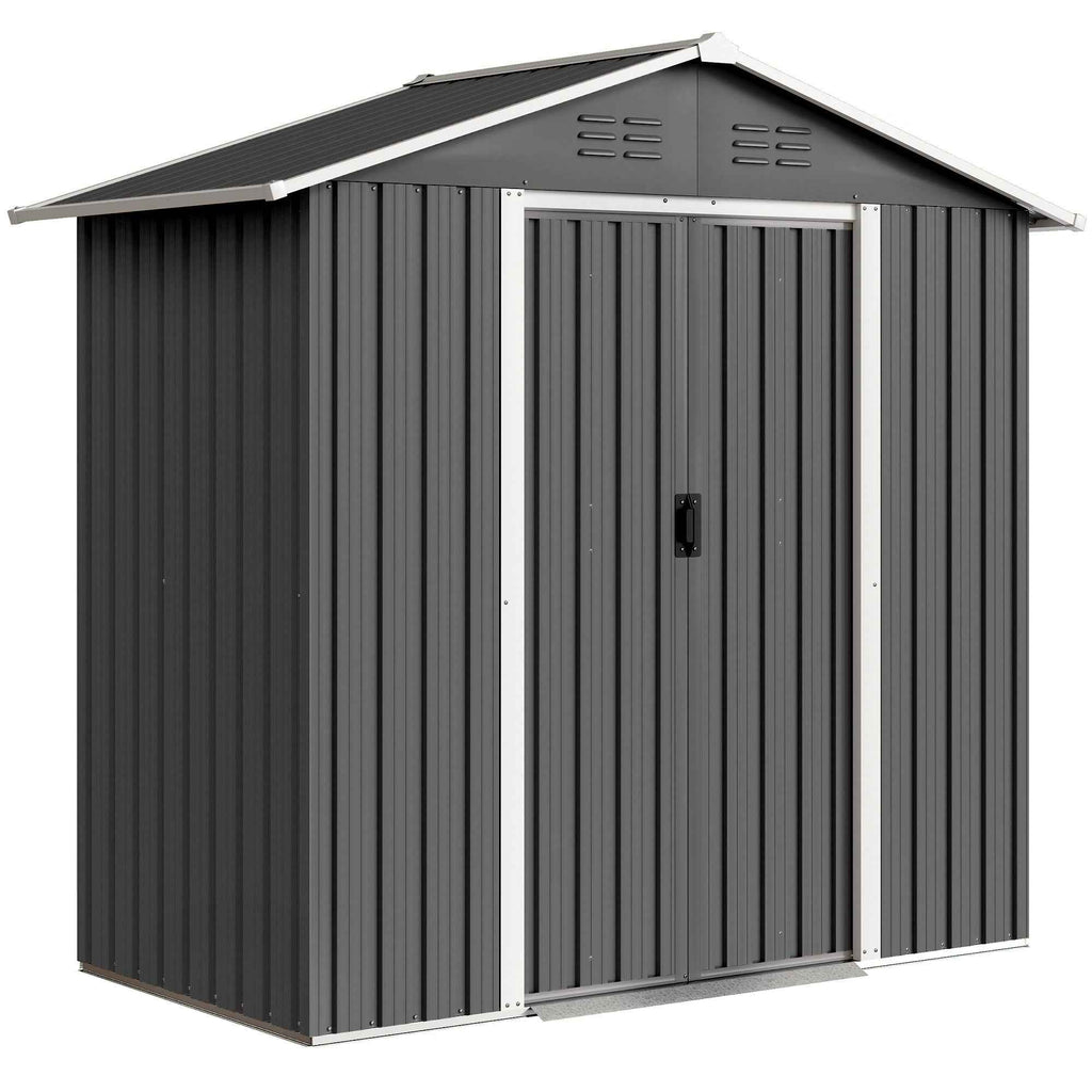 Outsunny Garden Shed Steel Tool Storage Shed 194x107x191 cm, Grey