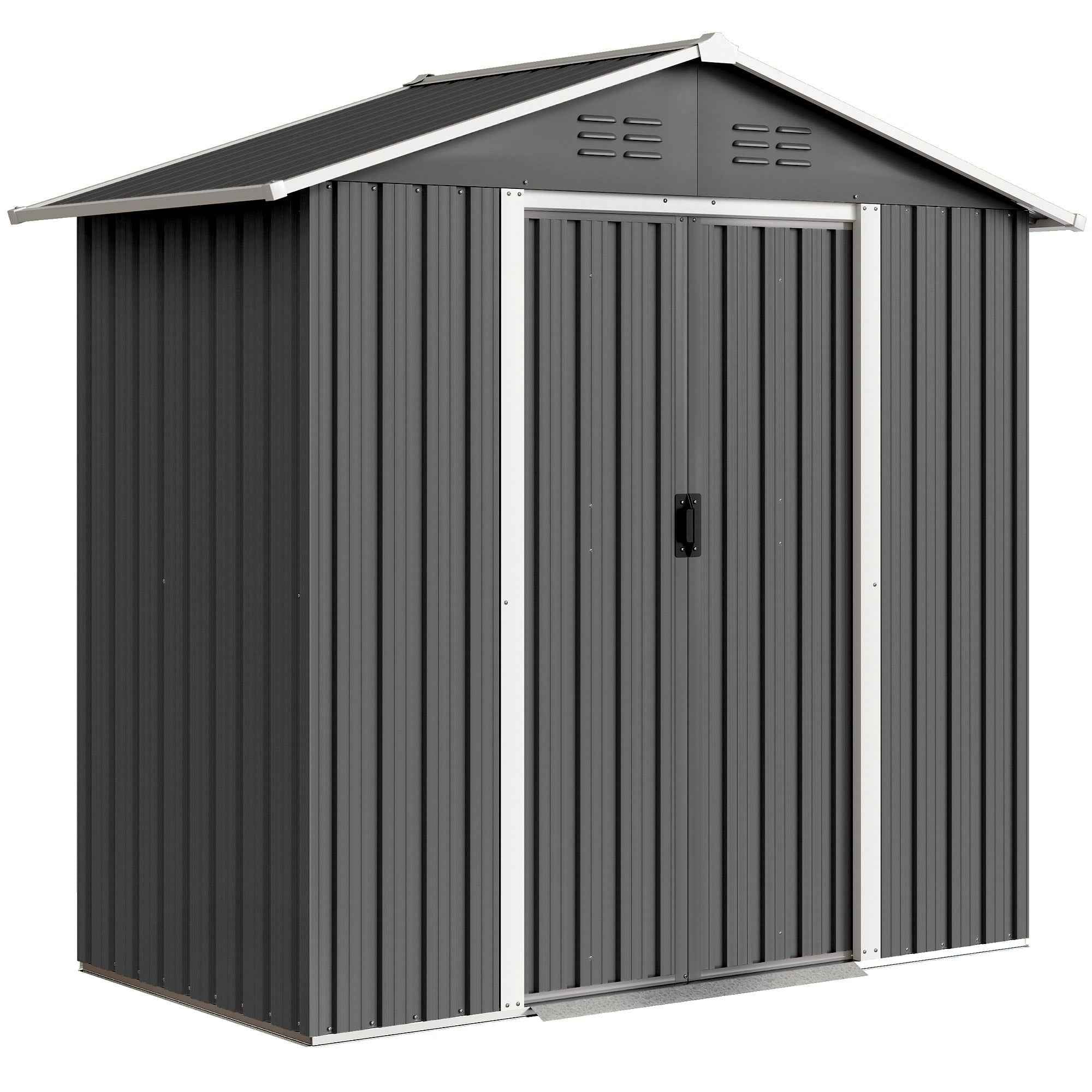 Outsunny Garden Shed Steel Tool Storage Shed 194x107x191 cm, Grey