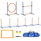 PawHut Dog Agility Set with Ring and Jump Bar, Slalom Poles, Whistle, Balls and Bag, Orange
