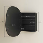 Bathroom Mirror Cabinet with 3 Internal Shelves, in Aluminum and Metal, 61x12x79 cm, Black