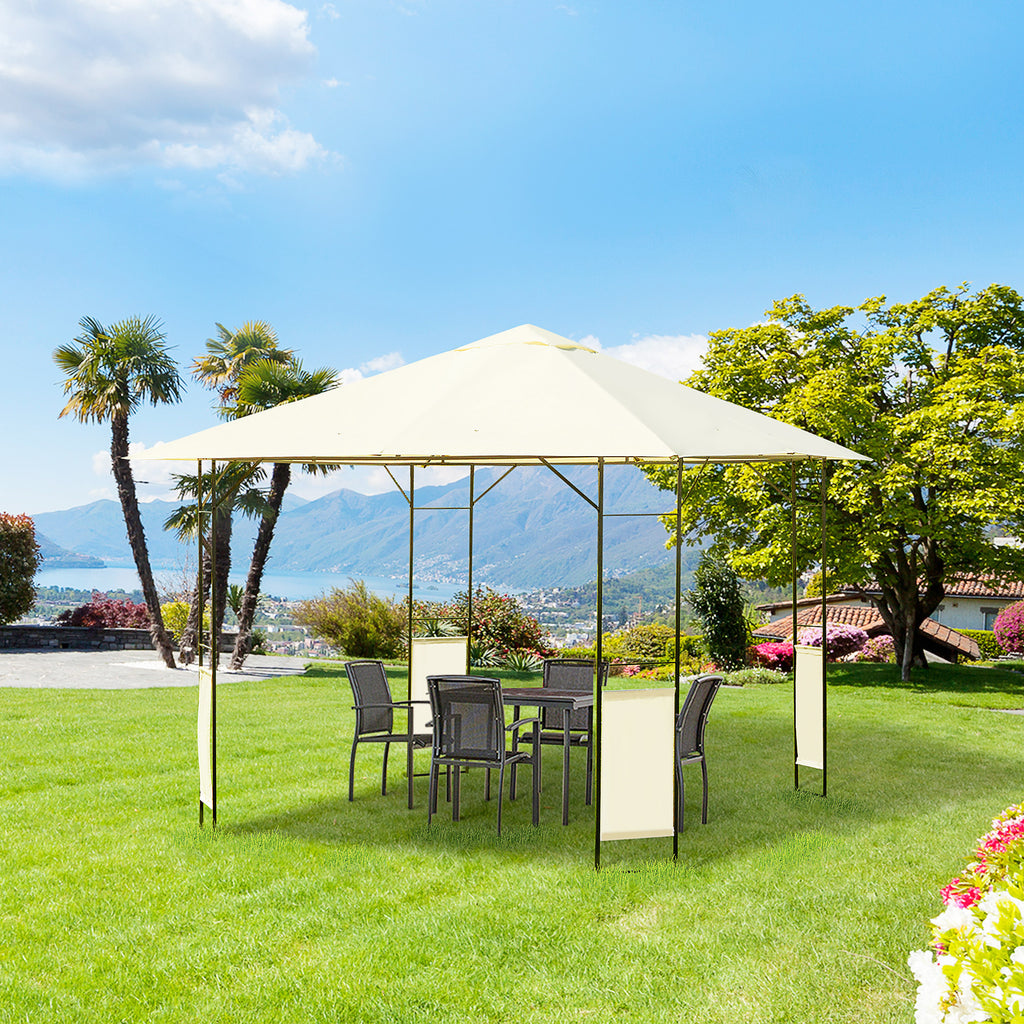 Gazebo 3x3 m with Reinforced Canopy and 4 Screws, Powder-Coated Steel, Black and Cream