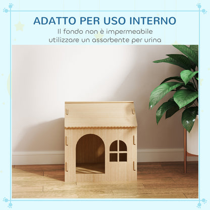 Indoor Dog House with Window and Front Entrance, Wooden, 49.5x41x51 cm, Oak color