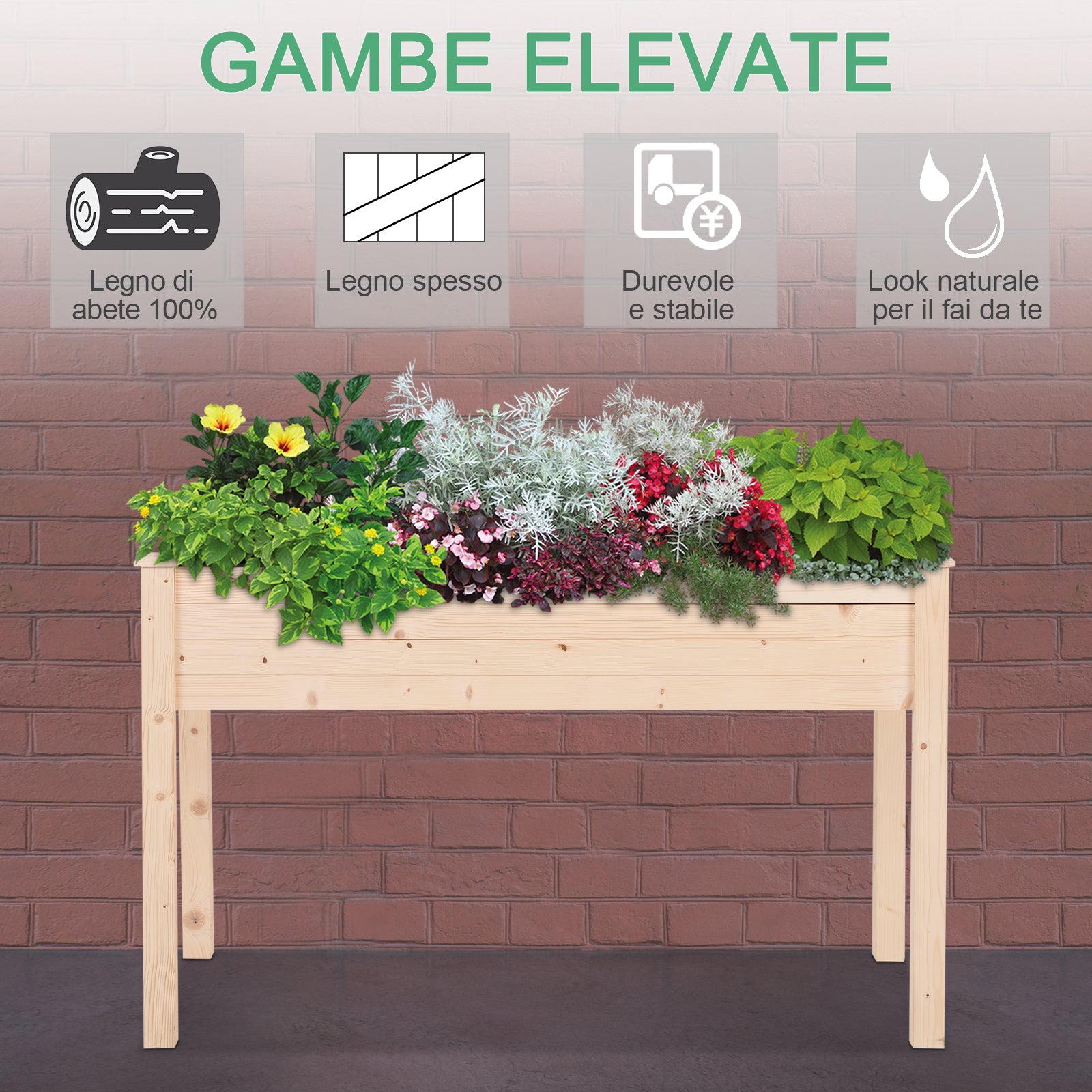 Outsunny Raised Vegetable Garden Bed, Hanging Urban Vegetable Garden Planter Table with Fabric Cover for Garden, 122.5x56.5x76cm, Wood