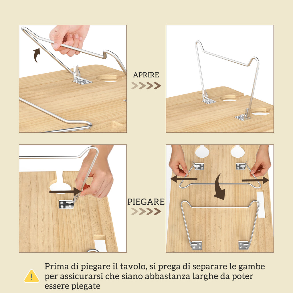 Picnic Basket for 4 People with Table and Corkscrew, Wicker, 51x33x25 cm, Light Brown