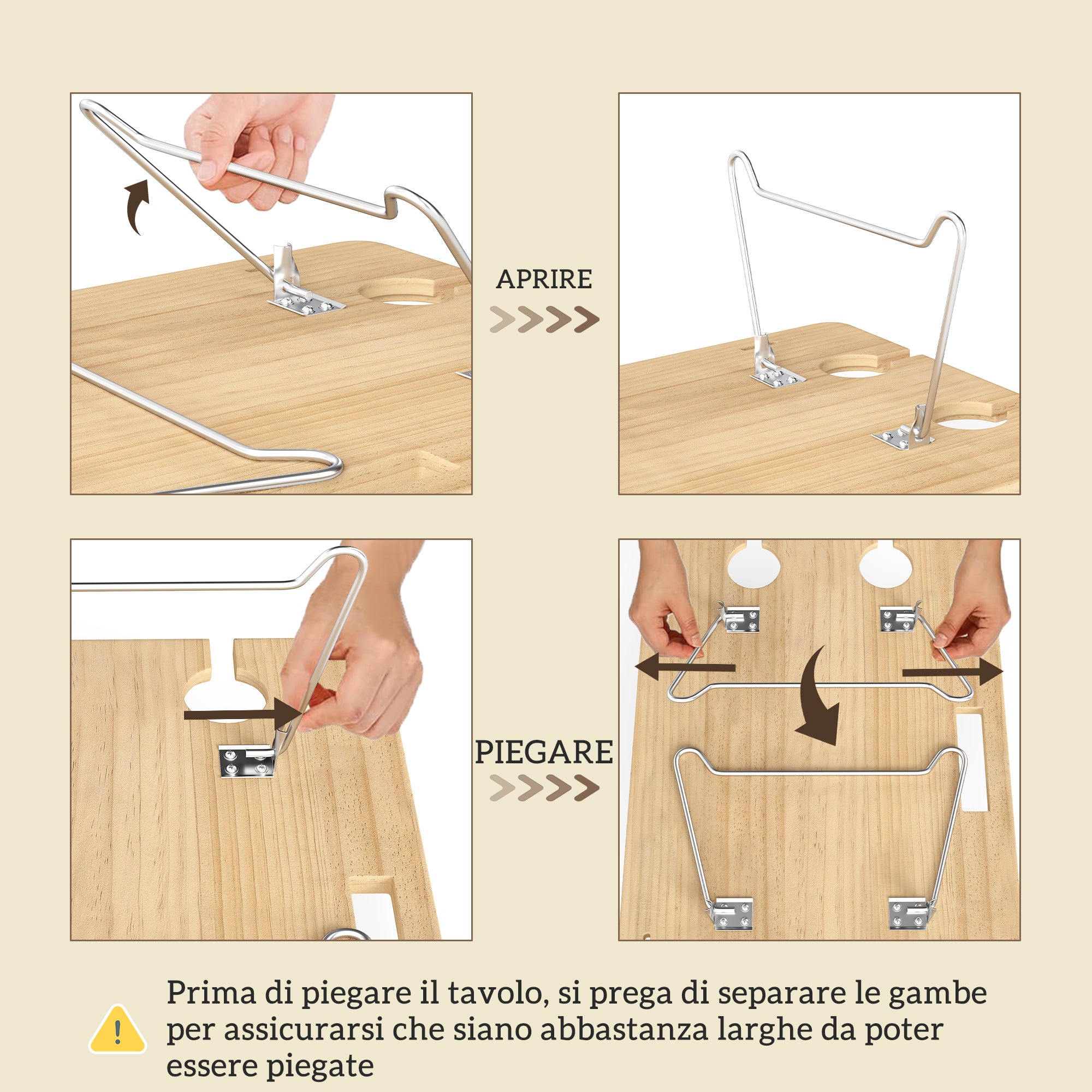 Picnic Basket for 4 People with Table and Corkscrew, Wicker, 51x33x25 cm, Light Brown