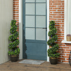 HOMCOM Set of 2 Artificial Boxwood Spiral Plants with UV Protection and Lavender, 115cm, Green and Blue