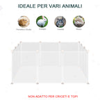 Modular Playpen for Rabbits, Puppies and Small Animals in Metal and PP, 12 Panels 35x45cm White