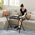 Folding Desk with Monitor Shelf, 81.5x62x86.5 cm, Black