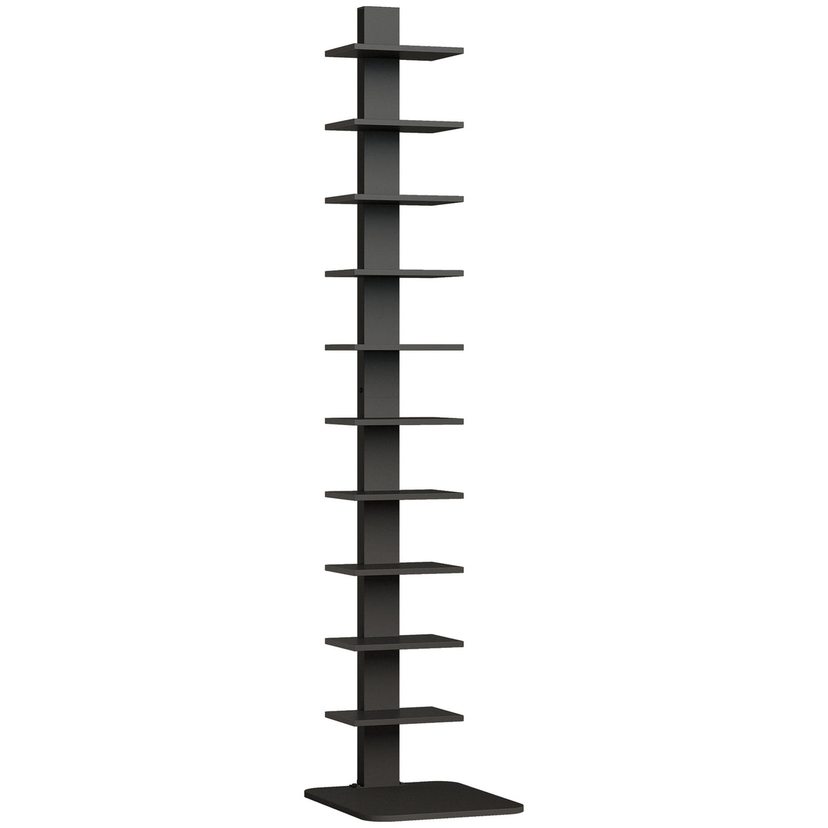 HOMCOM Modern 11-Tier Tall Bookcase, Space-Saving Industrial Style, 34.5 x 41.5 x 163.5 cm, Black