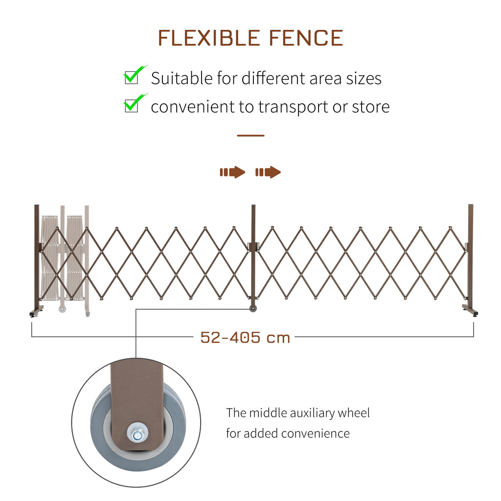 Outsunny extensible fence self-supporting steel and aluminum, width 52-405 cm, dark brown - Borgè