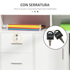 Printer Stand with Drawers, Multipurpose Cabinet for Office and Home, White, 100x35x65cm