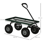 Steel Garden Trolley with 150 kg Capacity and Coated Handle, 94x48.5x100 cm, Black and Green