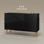 HOMCOM Storage Unit with 2 Cabinets and Adjustable Shelf, in Chipboard and Metal, 120x40x75 cm, Black and Gold - Borgè