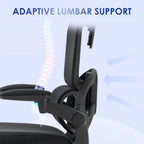 Vent office chair at adjustable height with inclination and lumbar support, 62x58x120-133 cm, black - Borgè