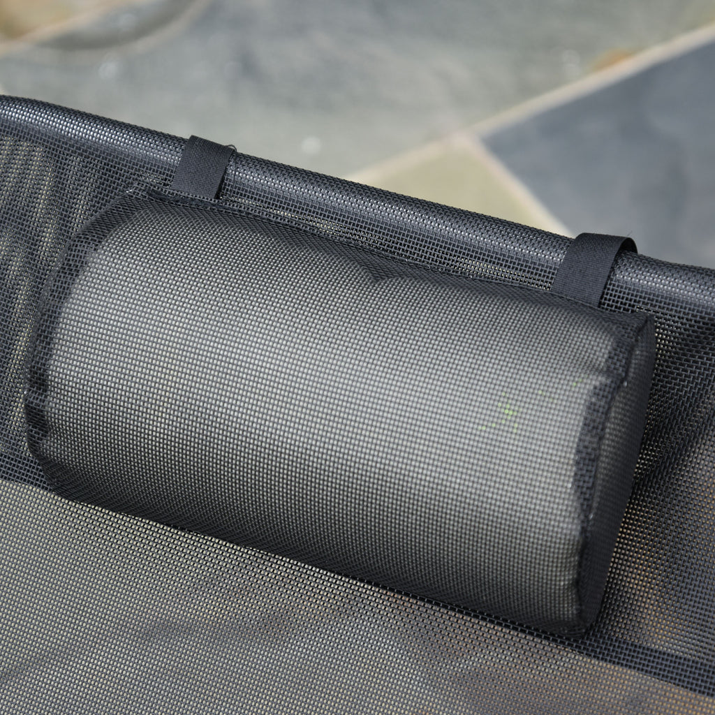 Folding Sun Lounger with Reclining Backrest and Cushion, 182x56x24.5cm