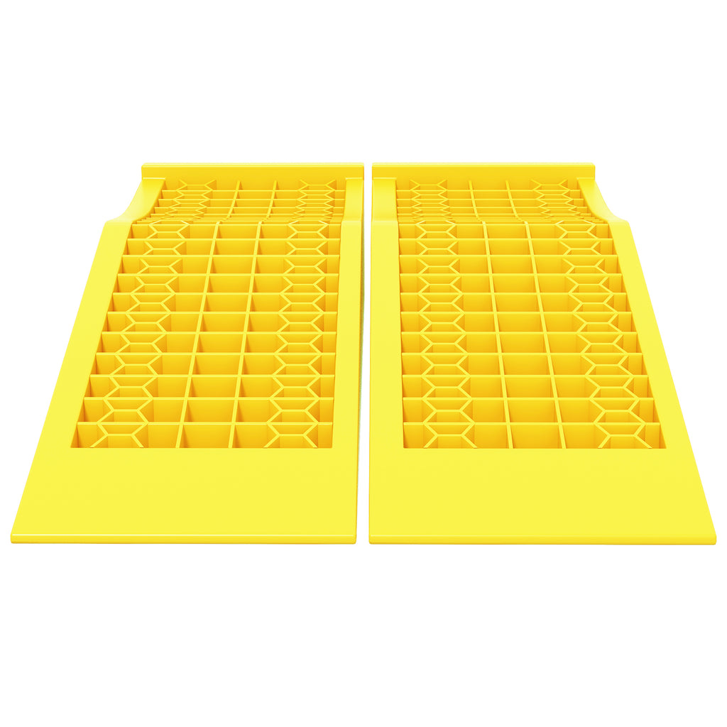 2-Pack 3-Ton Plastic Car Loading Ramps with Non-Slip Surface, Yellow