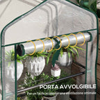 Outsunny Mini Garden Greenhouse with PE Cover, 3 Shelves and Roll-Up Door, 59x39x127 cm, Transparent
