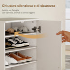 6-Tier Adjustable Shoe Rack in White Wood, 55x35x108 cm