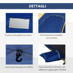 Outsunny Pop Up Beach Tent for 2 People with Windows, Fiberglass and Polyester, 220x173x120 cm, Blue and Yellow