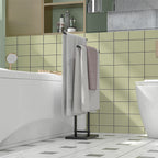 Freestanding Towel Holder for Bathroom with 2 Metal Bars, 50x18. 5x85cm, Black