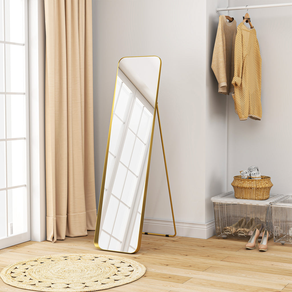 40x160cm Rectangular Full-Length Freestanding Easel Mirror, Gold