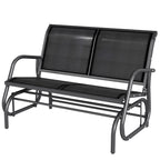 2-Seater Garden Swing Bench in Metal and Breathable Mesh Fabric, 120x70x85cm, Black - Borge' Group Limited