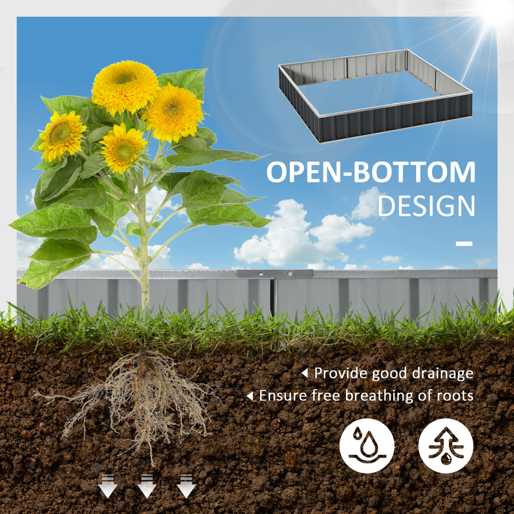 Outsunny raised flowerbed, modular galvanized steel without a bottom, 258x90x30 cm, dark gray - Borgè