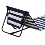 Set of 2 Folding and Adjustable Beach Chairs with Pocket, in Steel and Polyester, 142x51x40 cm, Multicolor