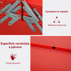 Folding Metal Tool Box with 5 Trays, 3 Shelves, Red