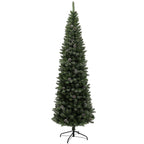 225cm Tall Snow-Covered Christmas Tree with 980 Branches, Pine Cones and Steel Base