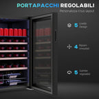 63L Wine Cooler with Adjustable Shelves for 16 Bottles and 25 Cans, 43x45x74 cm, Black