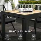 Outsunny Extendable Garden Table for 4-6 People with Slatted Top, Aluminum, 81/162x80x75 cm, Yellow