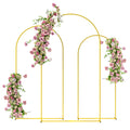 Set of 3 Garden Arches 1.8m, 2m, and 2.2m, Decorative Metal Arches, Gold Color
