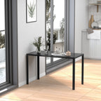 Kitchen Table for 4 People in Metal and Tempered Glass, 120x60x75 cm, Black