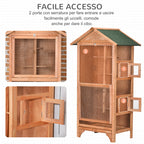 3-Door Wood and Metal Bird Cage with 4 Perches and Removable Tray, 80.5x57x153 cm, Orange
