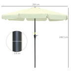 Garden and Terrace Umbrella Ø2.7x2.5 m Round with Tilting Head and UV 50+ Resistant, Beige