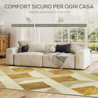 Modern Living Room Rug, Hypoallergenic and Washable with 3D Effect, 230x160 cm, Yellow