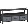 HOMCOM 55" TV Stand with Folding Fabric Drawers and Metal and MDF Shelf, 120x29x56cm, Black