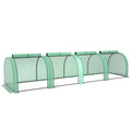 Outsunny Waterproof Anti-UV Steel and Plastic Tunnel Greenhouse with 4 Doors, 395x100x80 cm, Green