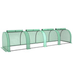 Outsunny Waterproof Anti-UV Steel and Plastic Tunnel Greenhouse with 4 Doors, 395x100x80 cm, Green