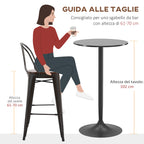 HOMCOM Round Bar Table and Kitchen Table, Ø60x102 cm, Black