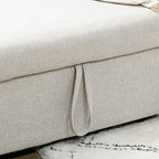 Corner Sofa Bed with 2 Seater Seat and Peninsula, Storage Compartment and 2 Fabric Cushions, Cream