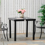 Outsunny Garden Table Wood Effect Dining Table, 78x78 cm, Black