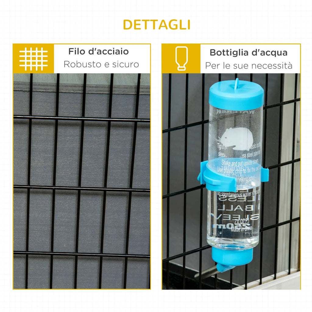 Wooden Rabbit Hutch with House and Open Area for 1 Rabbit, 90x53x50cm, Dark Grey - Borge' Group Limited